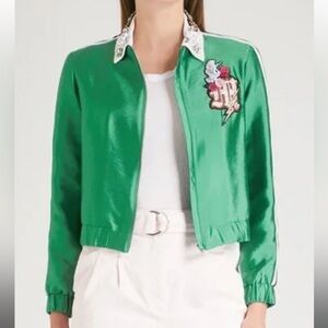 Maje Jeweled Bomber Jacket